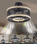 Industrial Caged Low Profile Ceiling Fan With Remote And Dimmable Three Color LED Lights for Bedroom Kitchen Dining Room
