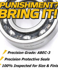 Badass Heavy Duty Spindle Rebuild Kit C3 Bearing Upgrade showing precision ABEC-3 bearing with protective seals for mower performance.