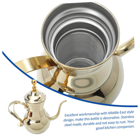 Arabic Coffee Pot Hand Drip Kettle For Manual Coffee Maker Turkish Style Pour Over Brewer Long Anti Drip Spout Boiling Kettle
