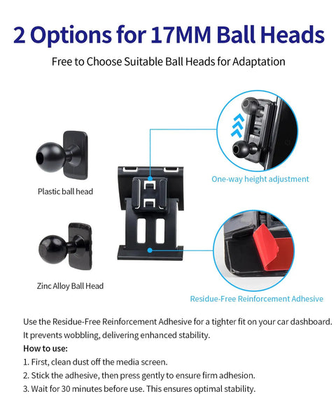 Heavy Duty Auto Clamp Car Phone Mount With Boss Grade Grip For Honda CRV Hybrid 2023 To 2026 with two 17MM ball head options.