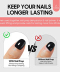 Comparison of nails with and without HEMA Free Nail Primer And Dehydrator Kit 2 x 15ml Cruelty Free Vegan Nail Prep