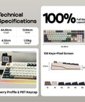 Technical specifications of Full Size Wireless Mechanical Gaming Keyboard With Dot Display And Massive 10000 Mah Battery RGB backlit.