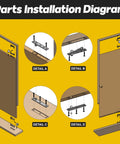 Diagram showing installation of Pivot Hinge for Doors and Cabinets With 360 Degree Stainless Steel Shaft Smooth Silent Movement.