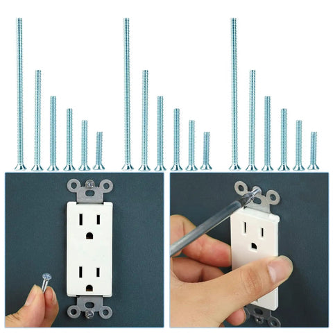 Flat Head Phillips Electrician Machine Screw Kit 370 Piece Set With Durable Carbon Steel Fasteners Blue And White Zinc Coating