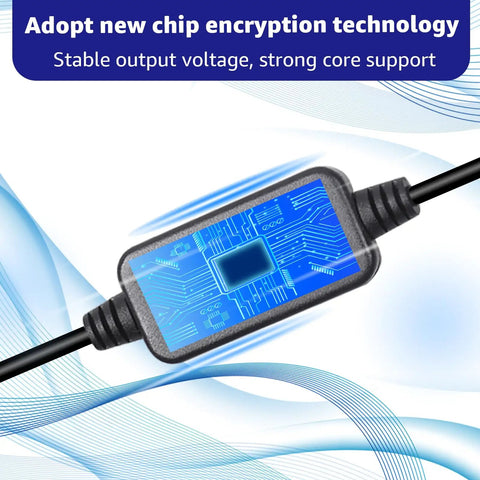 Close-up of USB C To RJ11 Power Cord For Radar Detectors with chip encryption technology highlighting stable voltage output and support