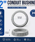 2 Inch Gray Plastic Conduit Bushing, durable polypropylene insulating sleeve for Rigid and IMC electrical installations.
