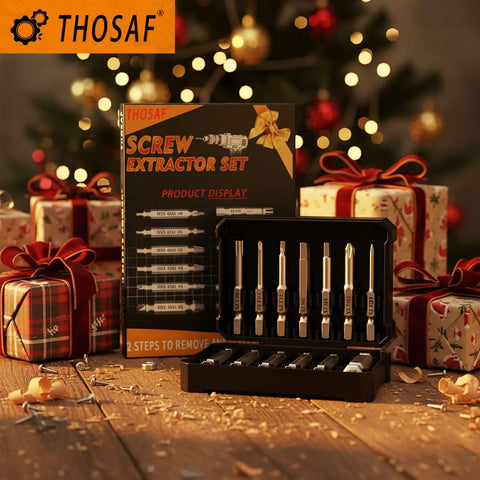 Go To 13 Piece Damaged Screw Extractor Kit For Removing Rusted And Stripped Screws And Bolts with holiday background