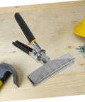 Hand Seamer With Straight Jaw Metal Bender Tool for precision bending and flattening in HVAC projects on a wooden surface