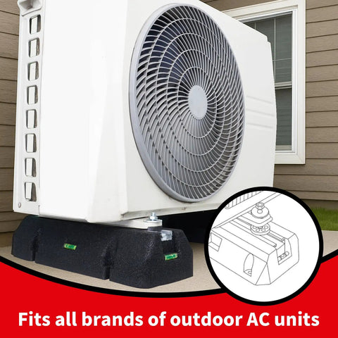 Rock Solid Heavy Duty Rubber Floor Mount Base Pad Kit For Ductless Mini Split Air Conditioner under outdoor AC unit.