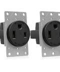 No Frills Nema 6 50R Flush Mount Outlet Two Pack 50 Amp 250 Volt Power Receptacle Electric Socket with flush design.