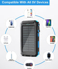 Ultra Portable 38800mAh Solar Charger Power Bank with USB C Input Output Waterproof Outdoor Backup Battery Pack beside compatible devices