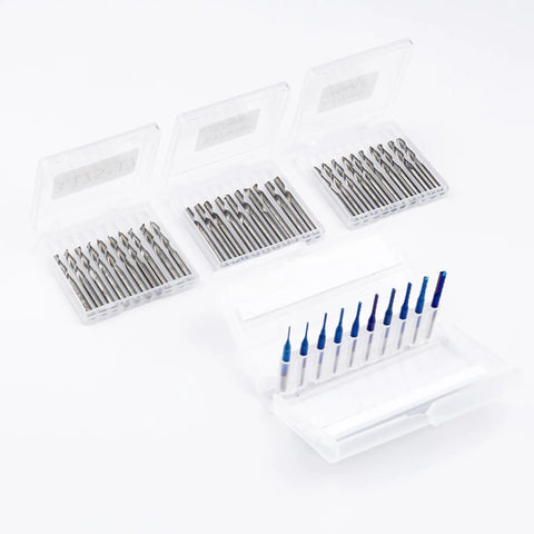 Image showing One Eighth Inch Shank CNC Router Bit Set Four In One With Two Flute Flat Nose And Ball Nose End Mills Nano Blue Coat Bits