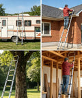 10.5 Ft Telescoping Aluminum Ladder Lightweight Extension For Diy And Home Projects, Rust Resistant Thickened Tubes, Built For Stability, EN131 Compliant, Portable And Easy To Carry, Multi Position, Anti Slip Feet, used for roof and indoor work