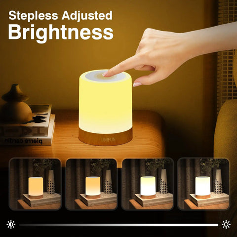 Touch Control Night Light Rechargeable Bedside Lamp With Dimmable Warm White 2800K 3100K And RGB Color Changing Portable Cordless LED
