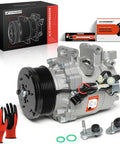 Honda Civic 1.8L AC Compressor With Clutch Replacement TRSE07 For 2006 2007 2008 2009 2010 2011 Models PAG 100 Oil Pre Filled 120ml 7 Groove Pulley Replaces 38800 RNA A01 with accessories and packaging