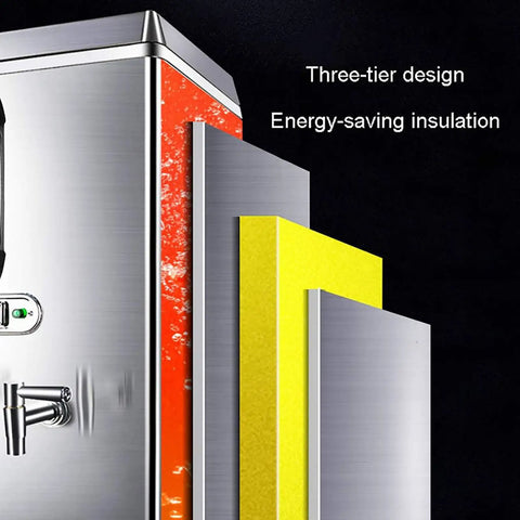 30 Liter Commercial Water Boiler With Auto Refill And Dual Filtration, detailed view of three-tier design and energy-saving insulation.