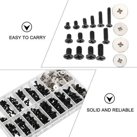 Rock Solid 360Pcs Rust Proof Flat Head And Countersunk Computer Screws M2 M2.5 M3 Stainless Steel Hardware Assortment Kit on display