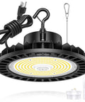 480V 200W UFO LED High Bay Light For Warehouses, 28,000 Lumens, 5000K Cool White, 0-10V Dimmable, IP65 Wet Location, 6 Ft Cable