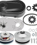 Heavy Duty Mean Machine Torque Converter For 4 To 7 Horsepower Go Kart Clutch components including pulleys and belt.