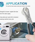 Washer Hose Plier For No Sweat Grip And Tight Seal On Washing Machine Inlet Hoses Universal Fit For Front Load And Top Load Washers With Indented Water Valves And Hard To Reach Hose Connections, silver plier gripping washer hose