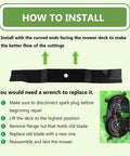 Installation guide for Heavy Duty 52 Inch Lawn Mower Blades Replacement Replaces OEM 04771200; steps and diagram included.