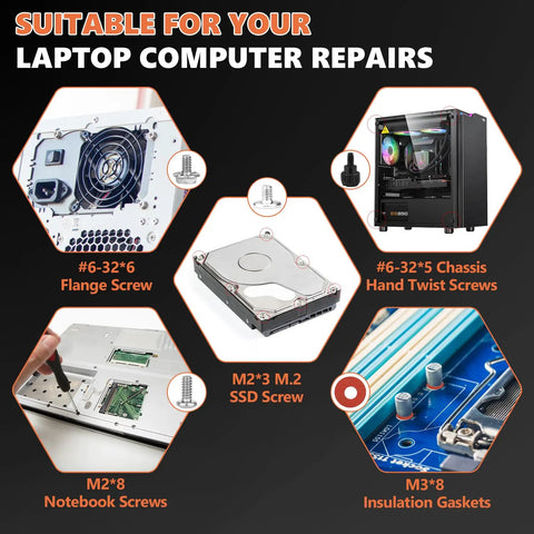 Heavy Duty 167 Piece Computer Screw Kit With M.2 NVMe SSD Hardware And No Sweat Pc Builder Essentials for laptop repairs.