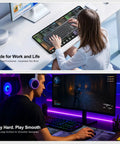 XL Mouse Pad With Excel Shortcut Cheat Sheet Ultra Large Waterproof Non Slip Desk Mat For Work Study Gaming Keyboard Shortcuts 31.5 Inches By 11.8 Inches shown on desks for work and gaming setups.