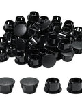 50 Pack Black Plastic Hole Plugs Half Inch 13 Mm Flush Type Snap In Locking Tube Plugs Knockout Seal End Caps Made Of RoHS Compliant Nylon For Furniture Cabinets Fencing Posts And Pipes