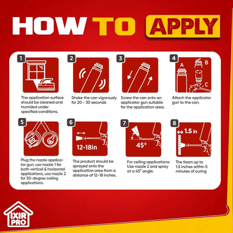How to apply Mega Size Spray Foam Insulation Kit With Eighteen Thirty Ounce Cans Of Expanding Foam Sealant Spray instructions