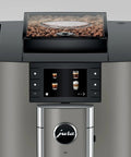 Premium Top Shelf Fully Automatic Coffee Machine Featuring Cold Brew Options And Thirty Four Recipes With Smart Touchscreen displaying coffee beans and drink options.