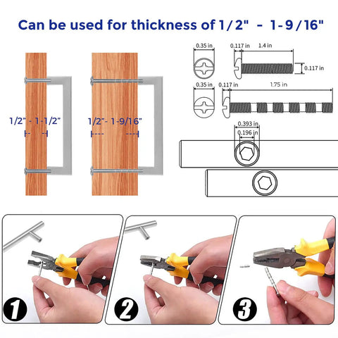 Square 5 Inch Brushed Nickel Cabinet Pulls For Kitchens Durable Stainless Steel Hardware Set of 60 with mounting instructions.