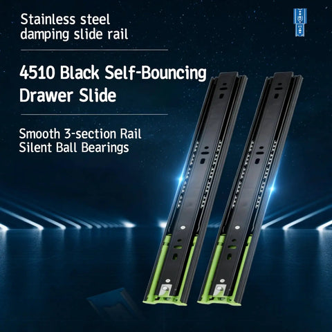 Smooth As Butter 16 Inch Push To Open Auto Rebound Soft Close Drawer Slides with stainless steel finish.