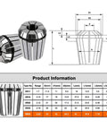 Top Shelf ER Collet Chuck And Cnc Milling Tool Mount Bringing Zero Point Zero Zero Eight Mm Precision To Engraving Machine Spindles, showing dimensions and specifications.