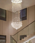 6 Light Crystal Chandelier For Dining Room And Living Room, Crystal Ball Rain Drop Flush Mount Ceiling Light Fixture For Foyer