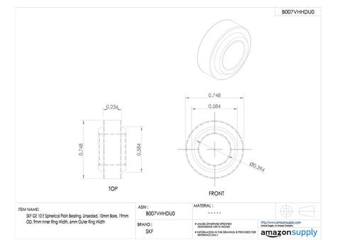 Tough As Nails Ge 10 E 1 Spherical Plain Bearing dimensions, 10mm bore, unsealed radial design, ideal for hydraulic applications.