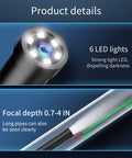 Endoscope Camera With Light 6 LED Lights Nine Point Eight Feet Semi Rigid Snake Cable IP67 Waterproof Borescope close-up