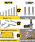 Comparison of Top Shelf M4 Hex Socket Screw Assortment Kit With 490 Metric Sizes From Six To Thirty Millimeters to other fasteners.