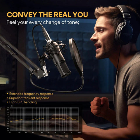XLR Condenser Microphone With Cardioid Pattern, Boom Arm And Pop Filter For Streaming And Podcasting, Great For Vocals And Music