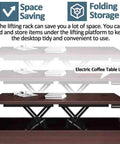 Premium Electric Scissor Lift Table With Remote Control, Solid Steel Metal Dining Coffee Desk, heavy duty lift with space-saving storage.