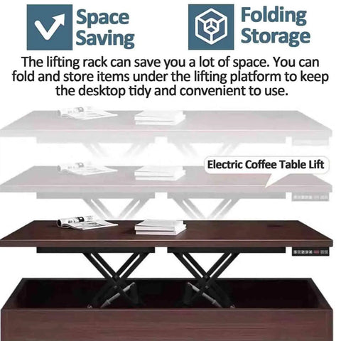 Premium Electric Scissor Lift Table With Remote Control, Solid Steel Metal Dining Coffee Desk, heavy duty lift with space-saving storage.