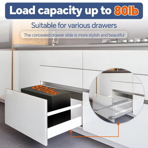 Top Shelf 12 Inch Undermount Drawer Slides With Smooth As Butter Soft Close Action Rock Solid Full Extension Slide Hardware Built Tough For Kitchen Cabinets And Pantry Drawers with load capacity 80lbs in a modern kitchen drawer.