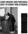 Side view of 4 Pack Black Rubber Electrical Cabinet Locks with Flexible Draw Latches alongside a person handling boxes.