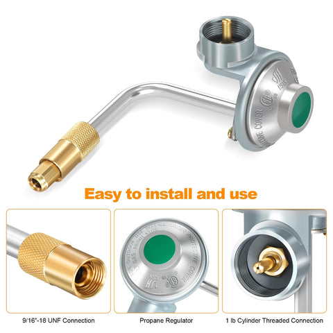 Propane Regulator For Blackstone 17 And 22 Inch Tabletop Griddles, Quick Connect From 1 Lb To 20 Lb Tank, flexible options