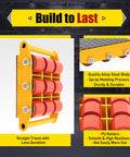 Heavy Duty Machine Dolly Skate 15 Ton Capacity Roller Cargo Trolley With Non Slip Belt For Industrial Equipment Relocation showing yellow alloy steel with red rollers.