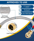 Heavy Duty 24 Inch Braided Stainless Steel Hot Water Heater Hose With Three Quarter Inch FIP To Three Quarter Inch Ball Valve