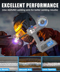 Welder using 100Amp Handheld MIG Welder Gasless Flux MIG Welding Machine Portable 100V for repairs in tight spaces.