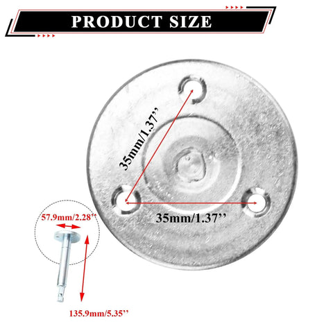 Go Kart Steering Wheel And Rack Pinion Kit dimensions showing metal part size at 35mm and shaft size at 135.9mm