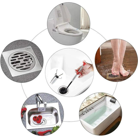 76 Inch Drain Snake With Flexible Grabber Claw For Sinks, Showers And Tubs, Handy Hair Removal Tool For Tight Spaces, Fast Clog Busting And Deep Clean In Narrow Pipes