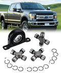 Beefed-Up Rear Drive Shaft Carrier Bearing And U Joint Kit For Ford F-250 F-350 Super Duty 1999 To 2010 7.3L 6.0L 6.8L V10 Power Stroke Engines Replacement Full Set 100 Percent Tested, black steel bearing and U-joints