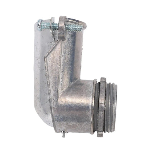 Rock Solid 90 Degree Squeeze Connector For 1 Inch AC MC And Flexible Metal Conduit, zinc alloy elbow fitting for electrical conduit.
